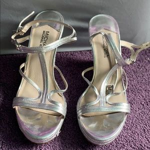 Silver Michael Kors wedge heels
